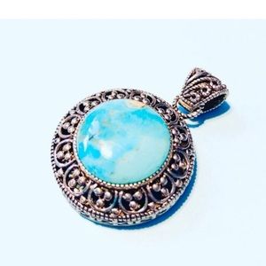 Vintage Turquoise Pendant .925 Sterling Silver